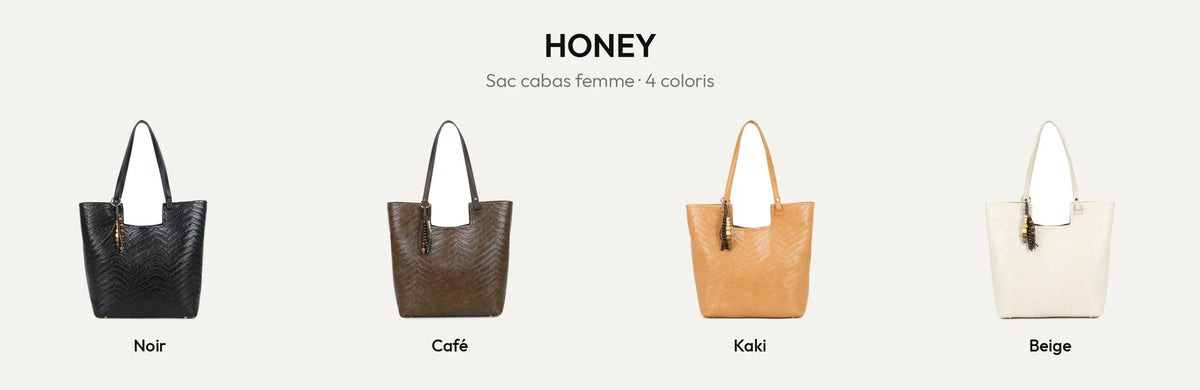 Le sac cabas Honey en Noir, Coffee, Khaki et Beige – Gallantry Paris – réf. A-9159