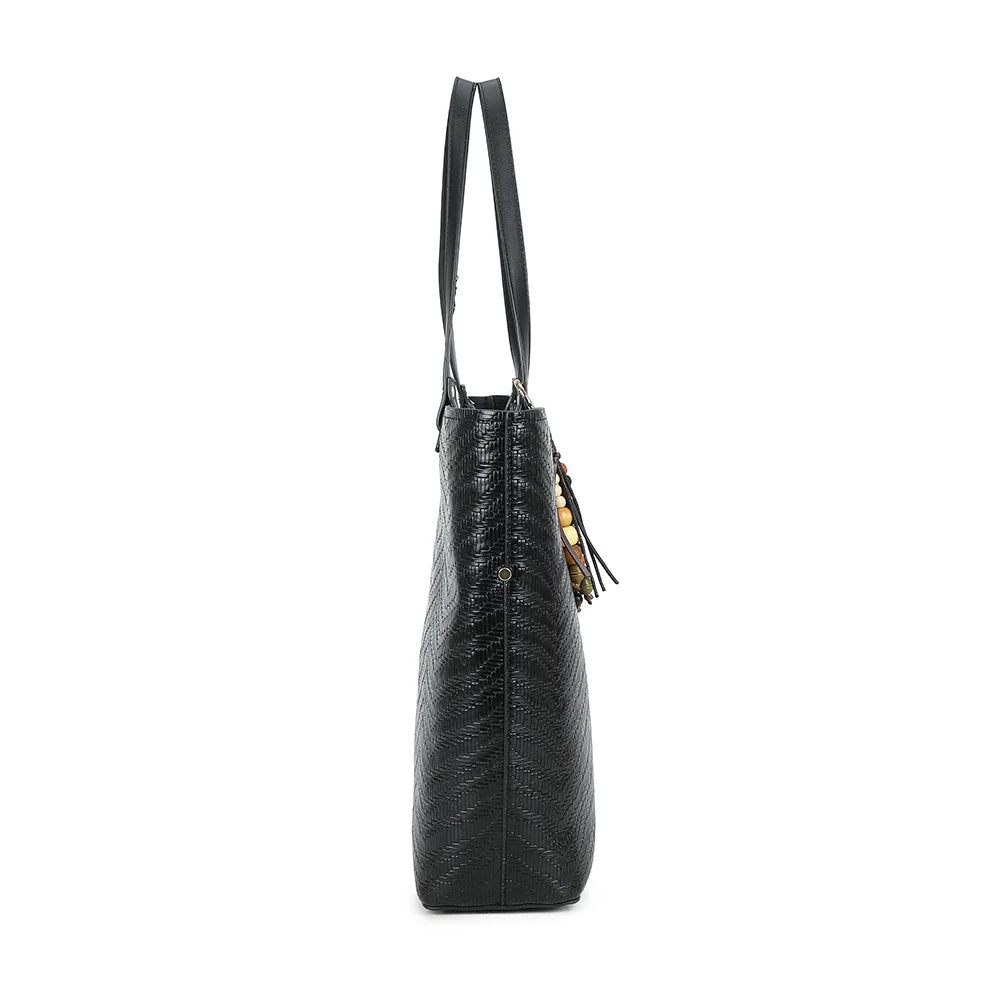 Profil du cabas Honey noir : 11 cm de profondeur pour une silhouette fine et pratique – réf. A-9159