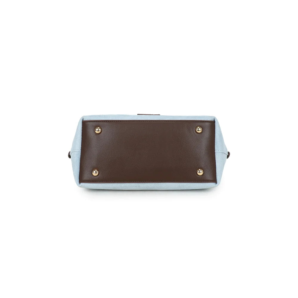 Dessous du Horizon Chic bleu clair, base nette bordée d’un liseré marron – réf. R-2038-1