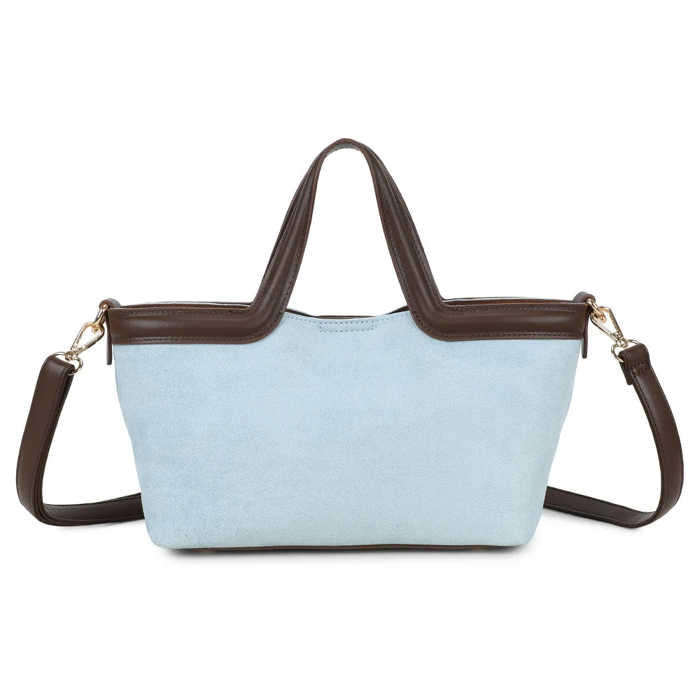 Dos du Horizon Chic bleu clair, suédine veloutée encadrée d’une bordure lisse – réf. R-2038-1
