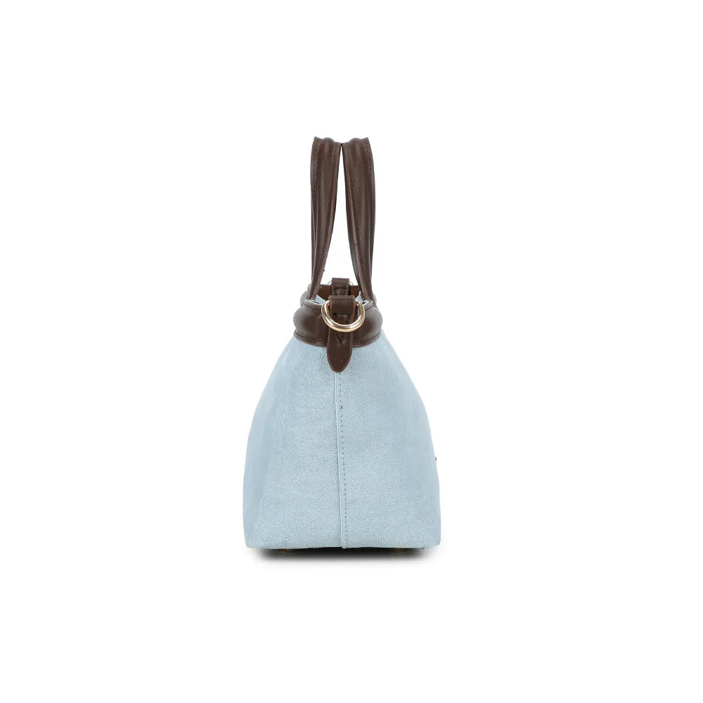 Profil du Horizon Chic bleu clair : 11 cm de profondeur et anneaux dorés pour la bandoulière – réf. R-2038-1
