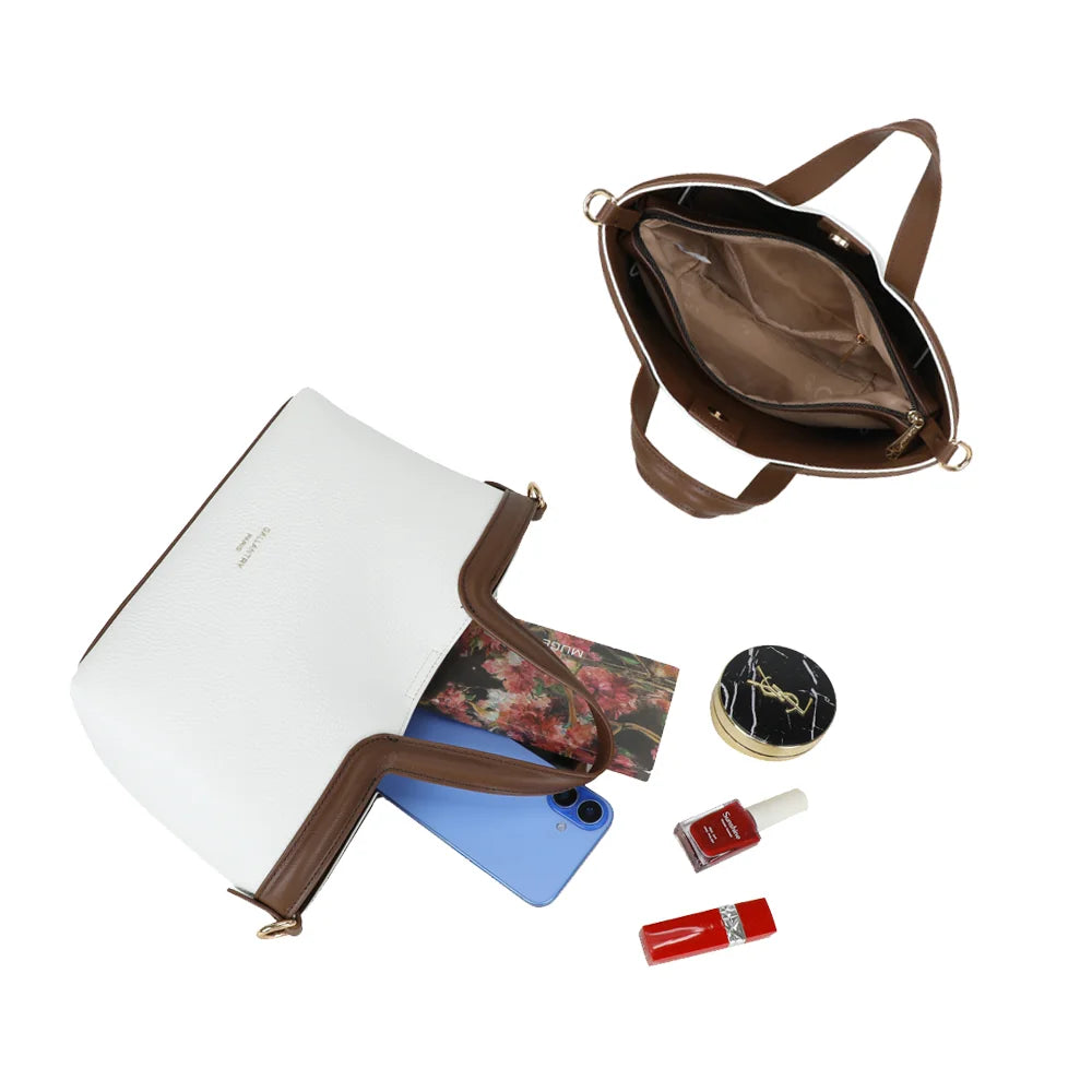 Intérieur du Horizon Duo blanc : compartiment zippé et place pour téléphone et maquillage – réf. R-2038