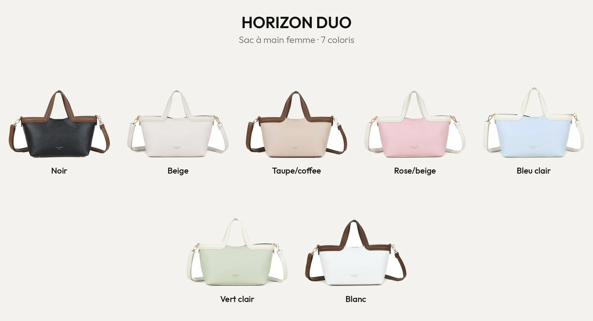 Sac à main femme Horizon Duo en 7 coloris bicolores – Gallantry Paris – réf. R-2038