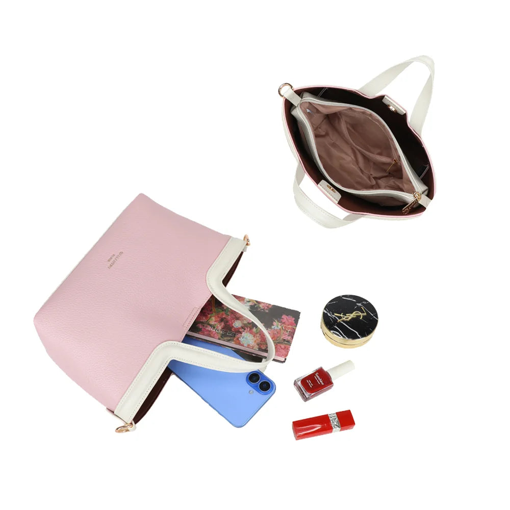 Intérieur du Horizon Duo rose/beige : compartiment zippé et place pour téléphone et maquillage – réf. R-2038