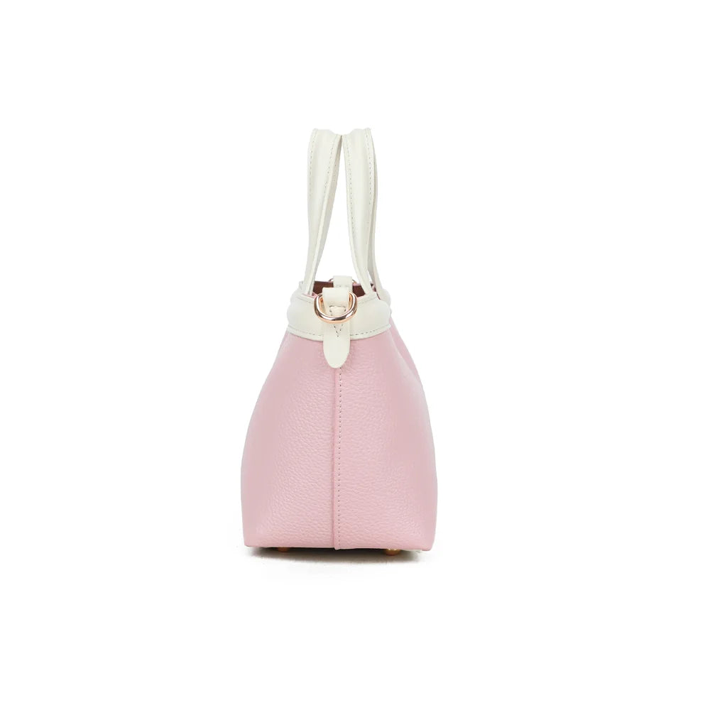 Profil du Horizon Duo rose/beige : anneau doré latéral pour accrocher la bandoulière amovible – réf. R-2038