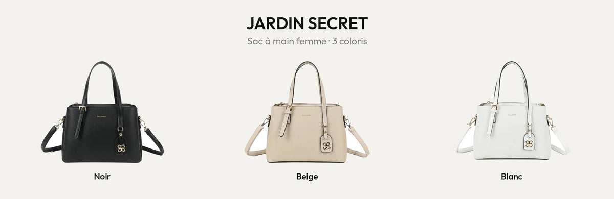 Le sac à main Jardin Secret en noir, beige et blanc – Gallantry Paris – réf. KJ-62047-1