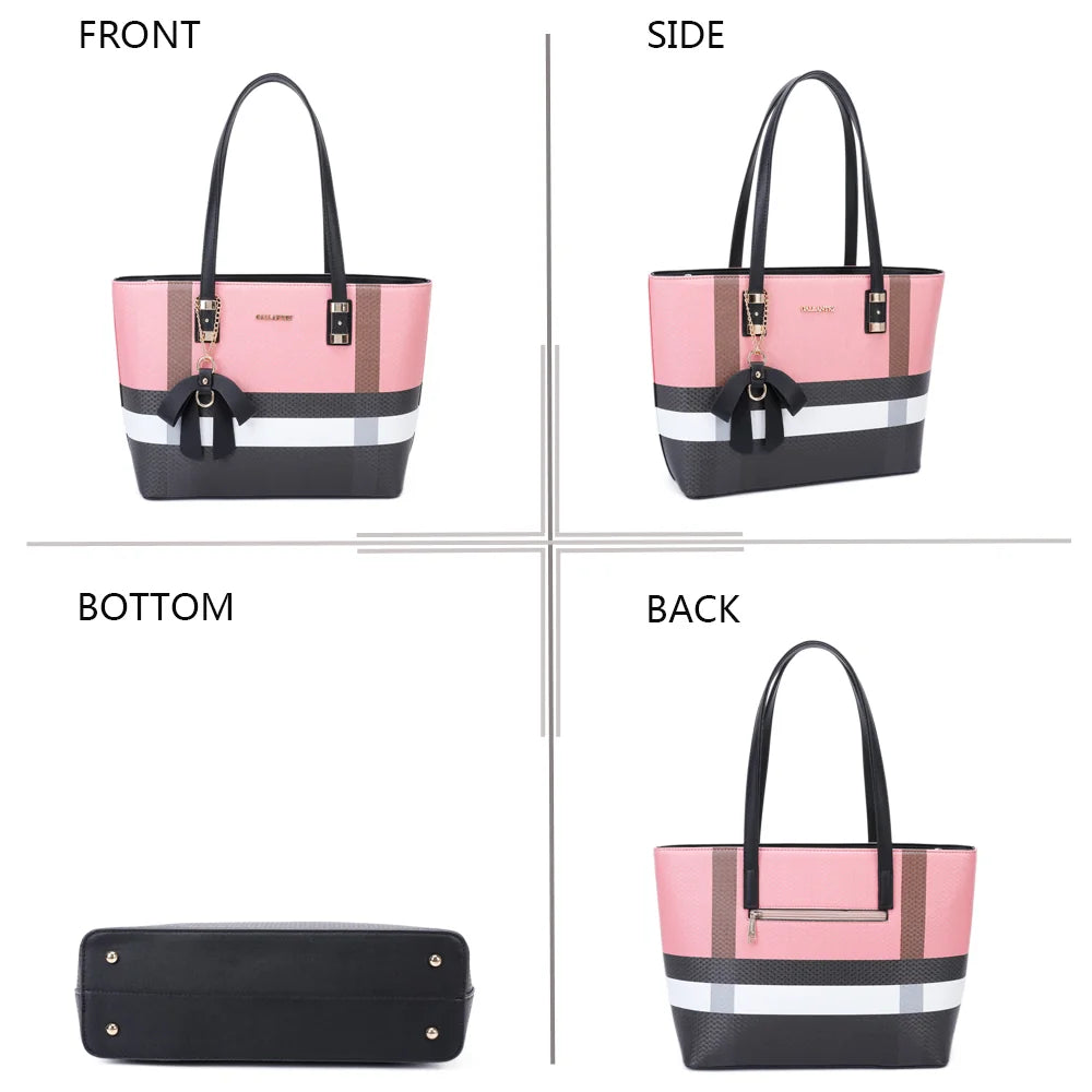 Jolie rose sous quatre angles : face, côté, dessous et dos avec sa poche zippée – réf. M-7422