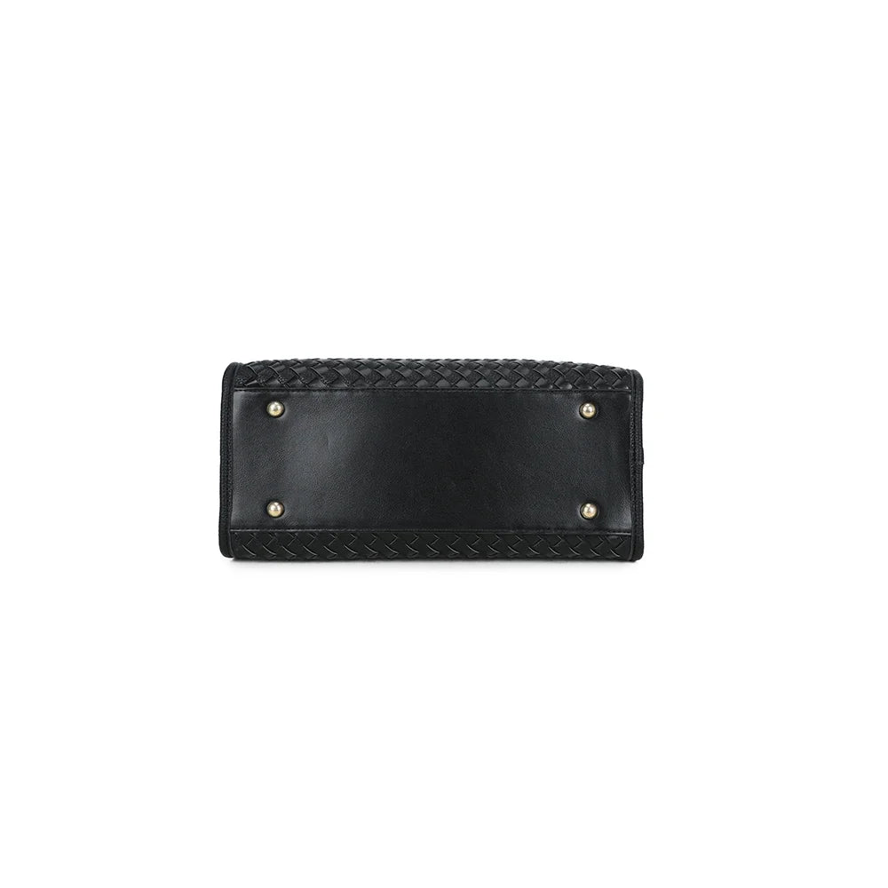 Dessous de Juliette noir : base du sac tressé, 31 cm de large pour 11 cm de profondeur – réf. DG-5818