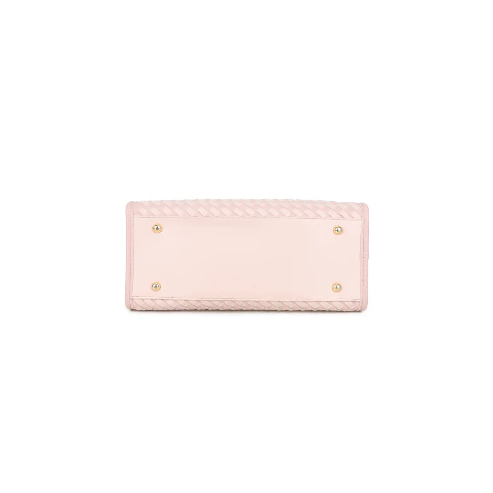 Dessous de Juliette rose : base du sac tressé, 31 cm de large pour 11 cm de profondeur – réf. DG-5818