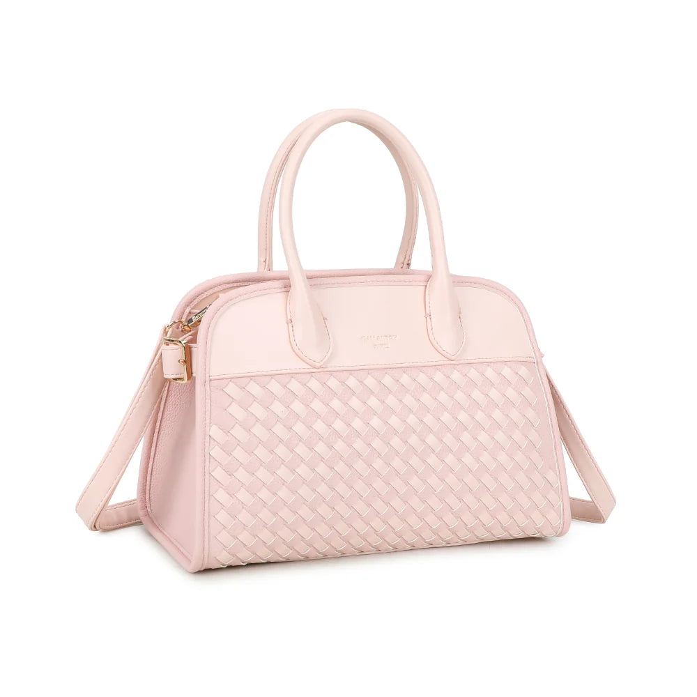 Juliette rose vue de trois quarts : silhouette structurée, anses arrondies et boucle dorée sur le côté – réf. DG-5818