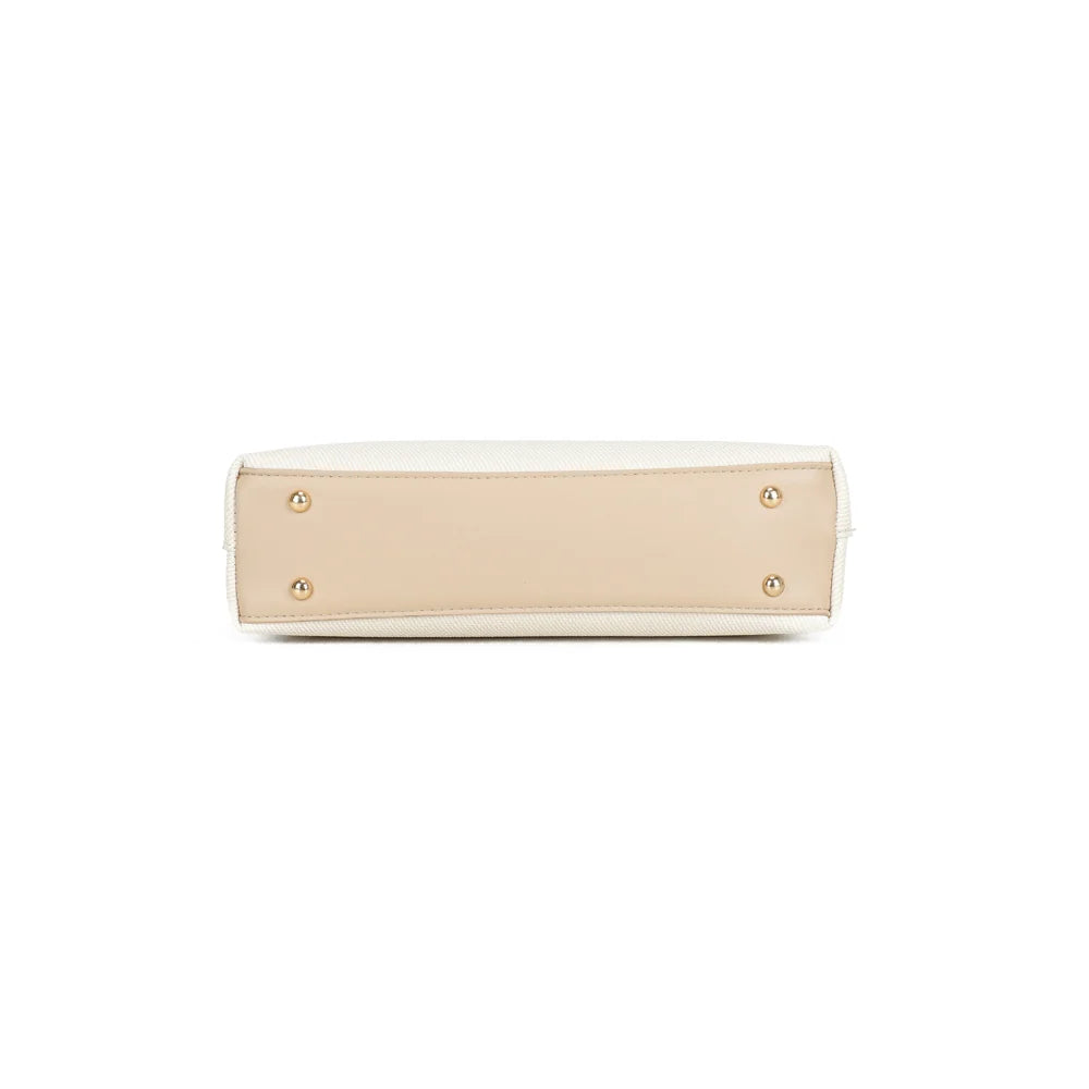 Dessous du Kael beige/taupe avec petits pieds métalliques dorés qui protègent la base – réf. A-9155