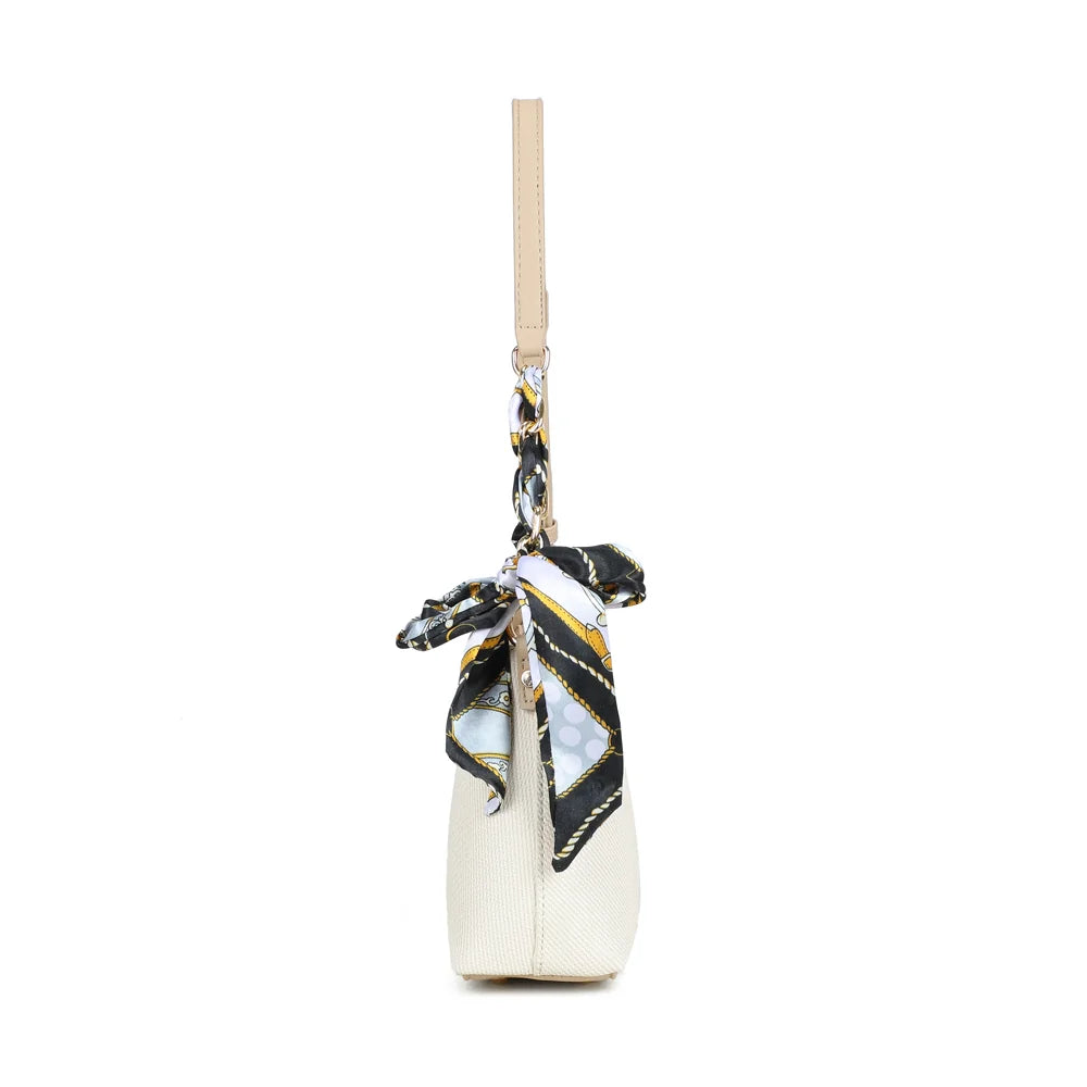 Profil du Kael beige/taupe : format fin de 7 cm de profondeur, anse réglable par boucle – réf. A-9155