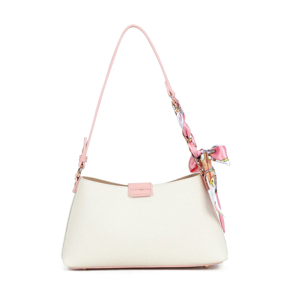Dos du sac Kael rose : toile texturée unie et finitions synthétiques lisses – réf. A-9155