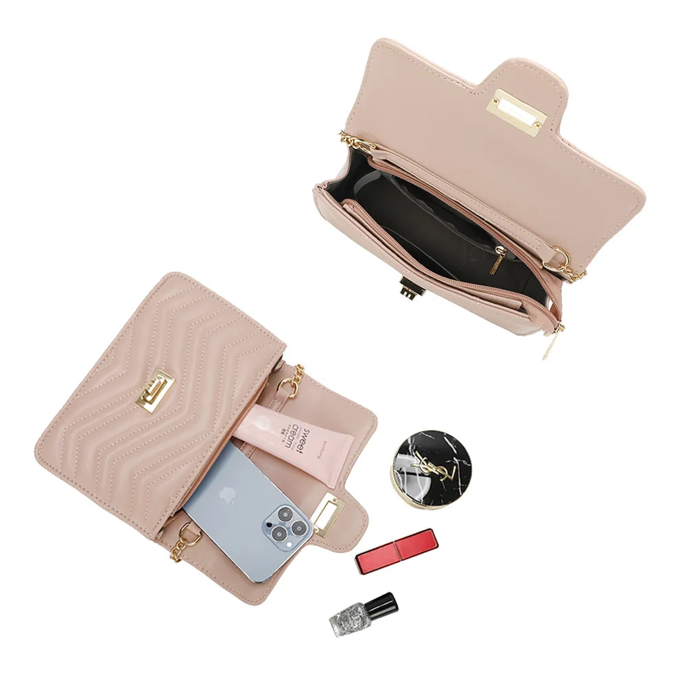 Intérieur de L’Allegra rose : compartiment principal et poche zippée pour le téléphone – réf. C-0159