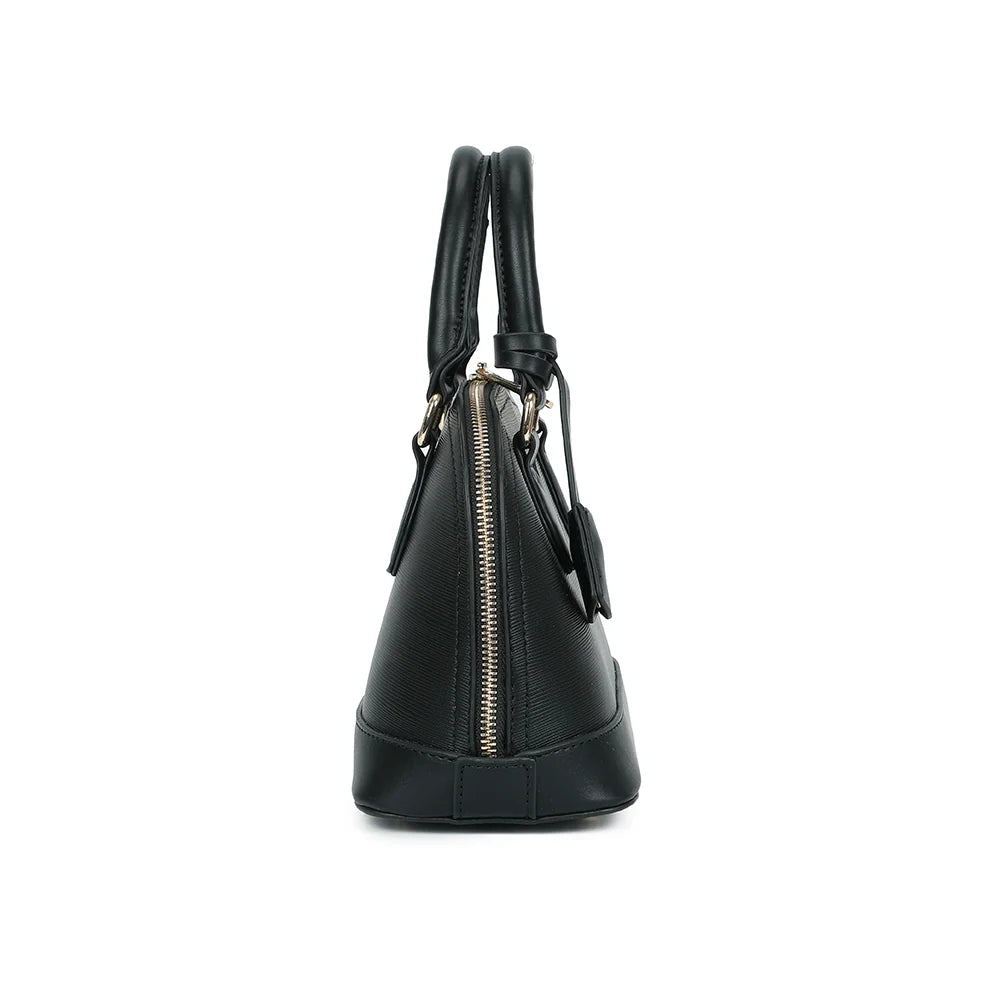 L'Éclat Mini noir de profil : fermeture éclair qui suit l’arrondi du sac sur les côtés – réf. DQ-8596-5