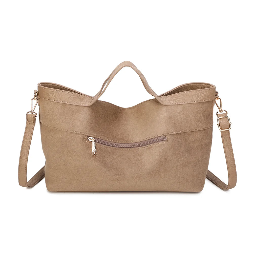 Dos de L'Élancée taupe foncé : suédine veloutée avec couture centrale et lignes épurées – réf. KJ-62084
