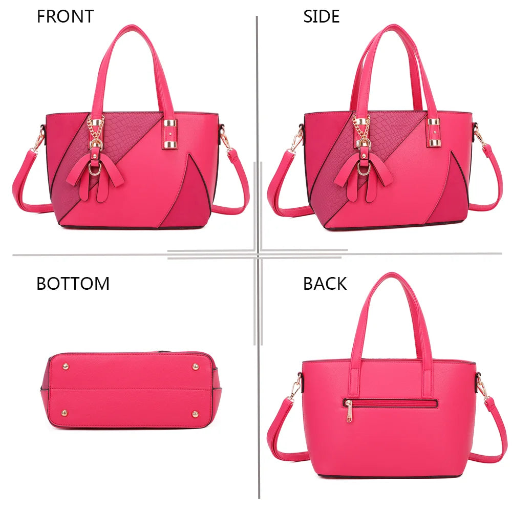 L’Ingénieuse Mini fuschia sous quatre angles : face, côté, dessous et dos – réf. Z-9329-34