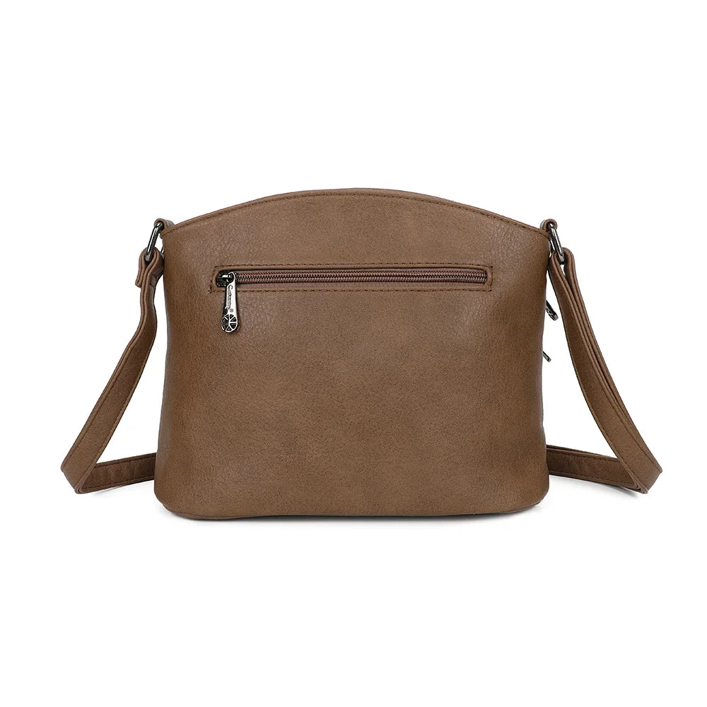 Dos de L’Organisé Compact taupe foncé avec sa poche zippée supplémentaire pour sécuriser vos effets personnels – réf. M-9263-3