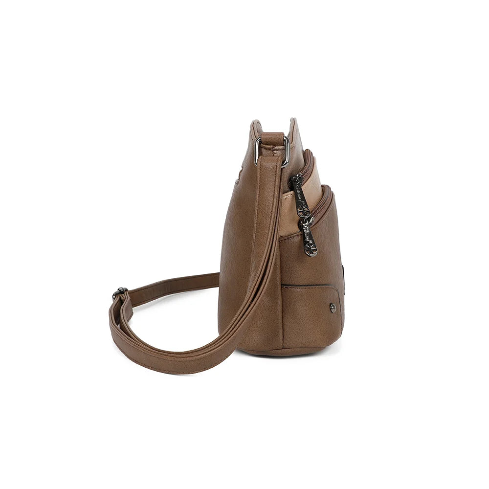 Profil de L’Organisé Compact taupe foncé : format compact de 12 cm de profondeur et anneaux de bandoulière – réf. M-9263-3