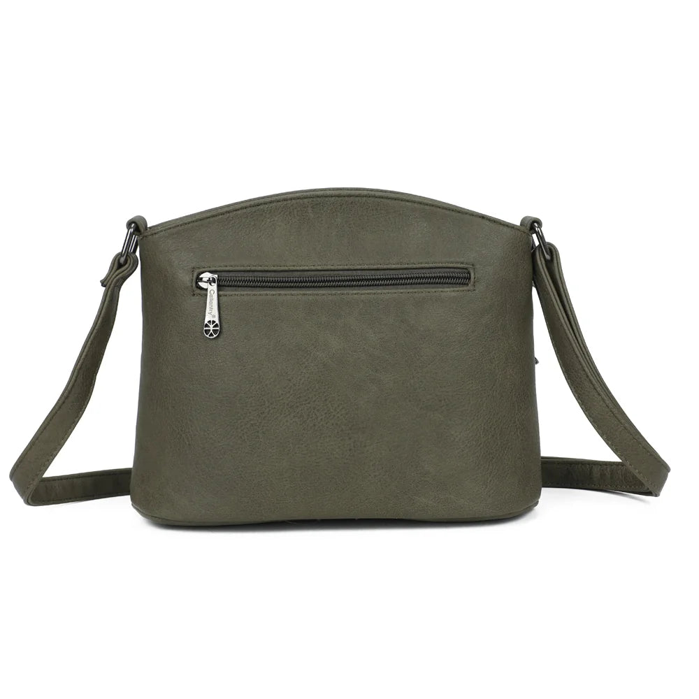 Dos de L’Organisé Compact vert foncé avec sa poche zippée supplémentaire pour sécuriser vos effets personnels – réf. M-9263-3