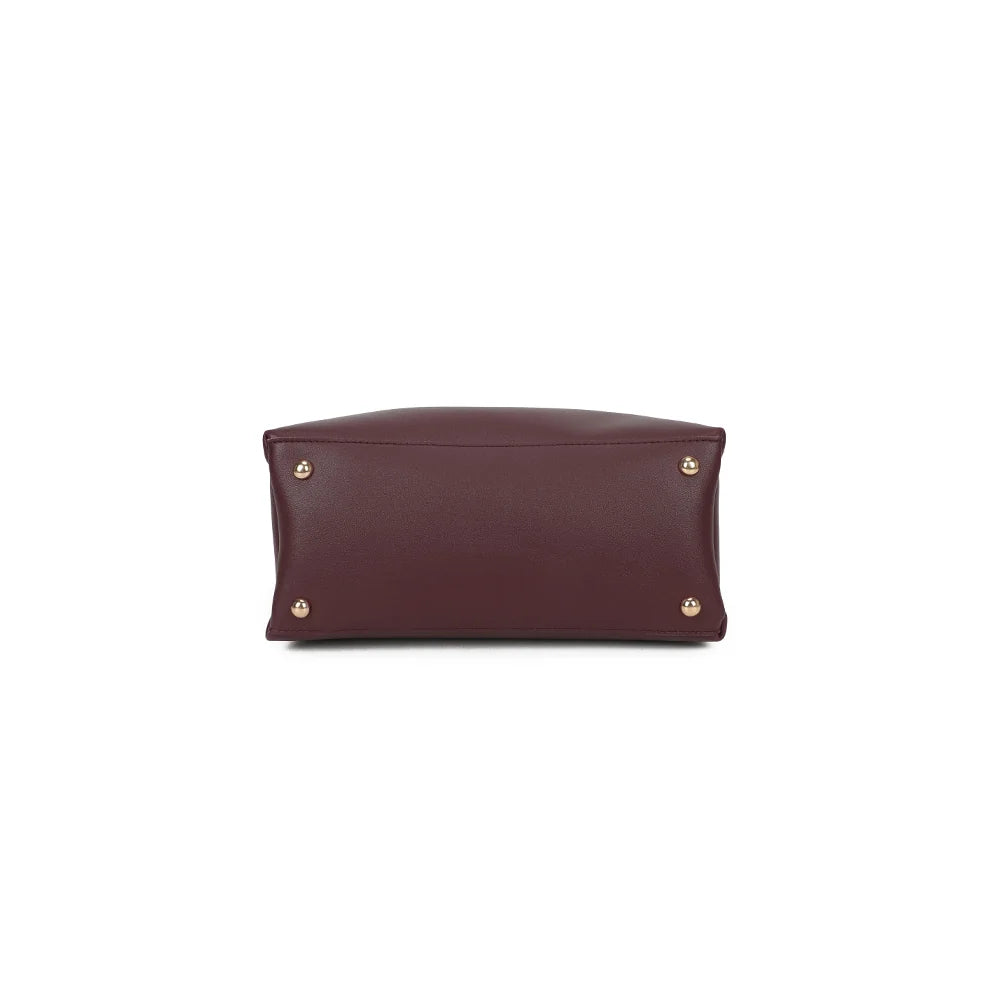 Dessous de La Astoria bordeaux avec pieds métalliques qui protègent la base – réf. DQ-8709