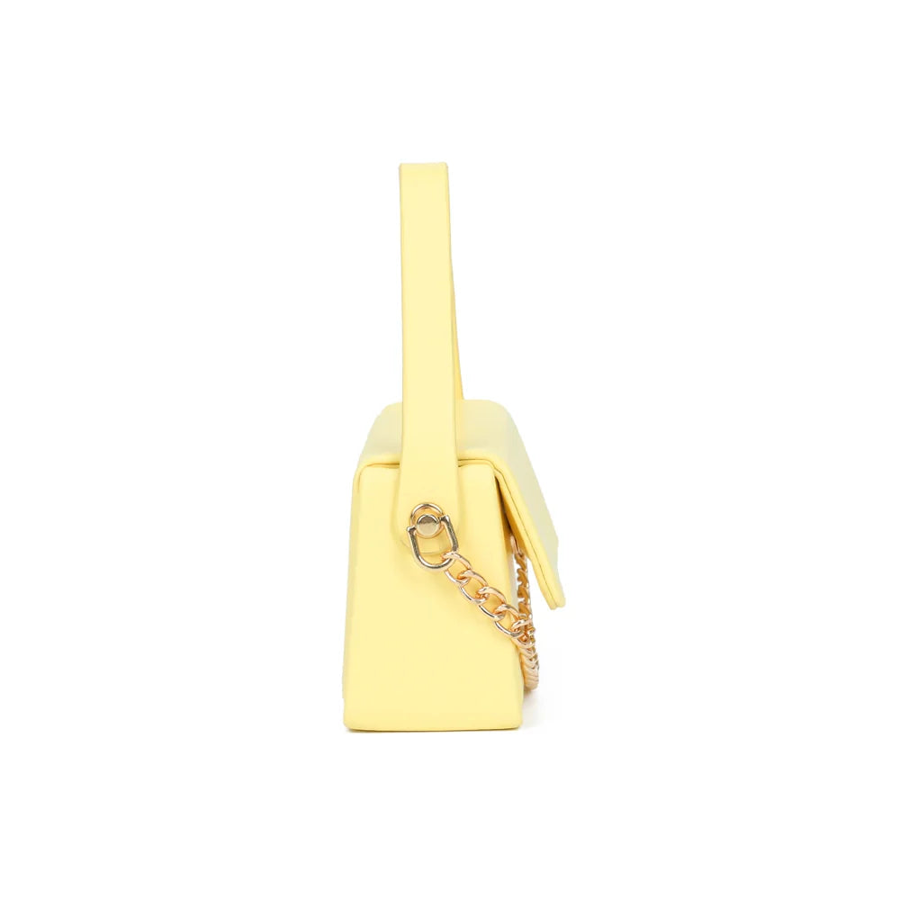 Profil de La Azurée jaune : 6 cm de profondeur et anneaux dorés pour les chaînes – réf. YL-26021