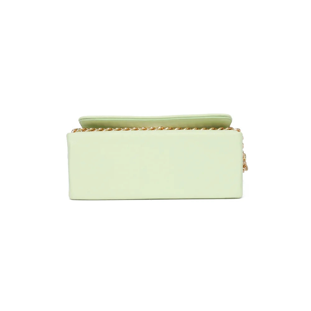 Base rectangulaire plate de La Azurée vert clair, pour un sac qui tient bien sa forme – réf. YL-26021