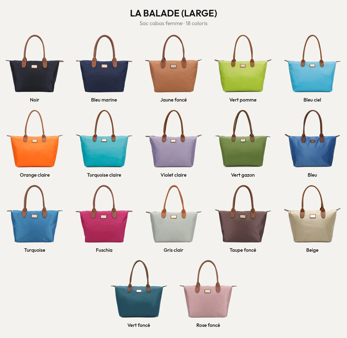 La Balade (Large), sac cabas femme en nylon, en 18 coloris – Gallantry Paris – réf. Z-02