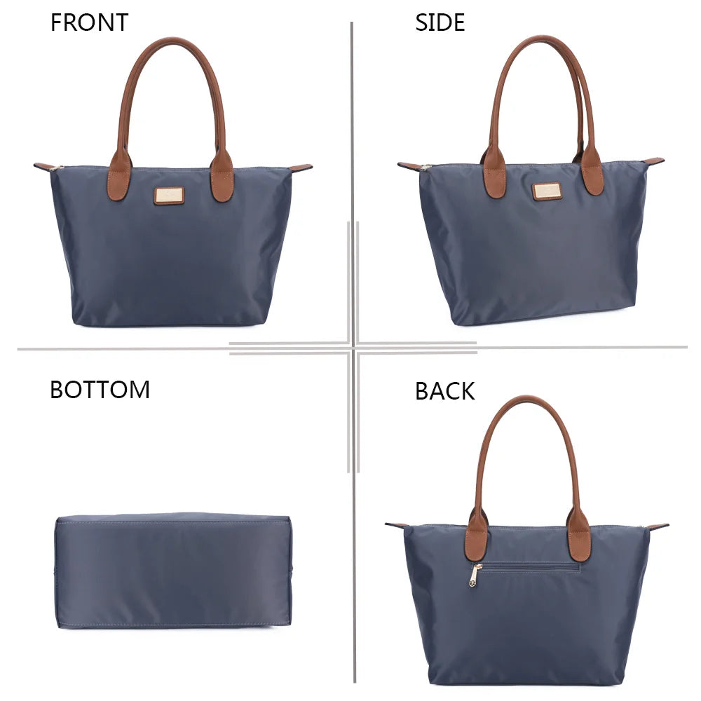 La Balade Medium gris foncé sous quatre angles : face, profil, dessous et dos du sac en nylon – réf. Z-03
