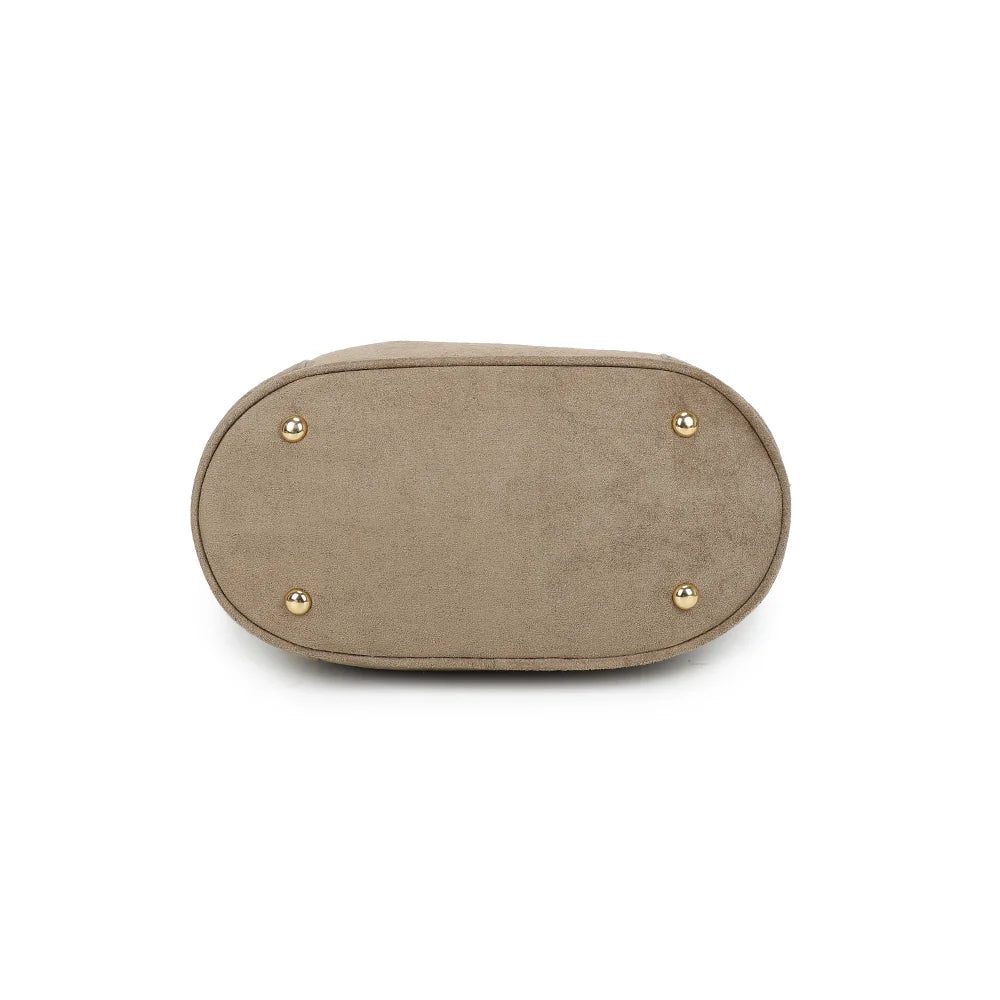 Dessous de La Bohème Élégante taupe foncé, posé sur des pieds métalliques dorés – réf. M-9271-9