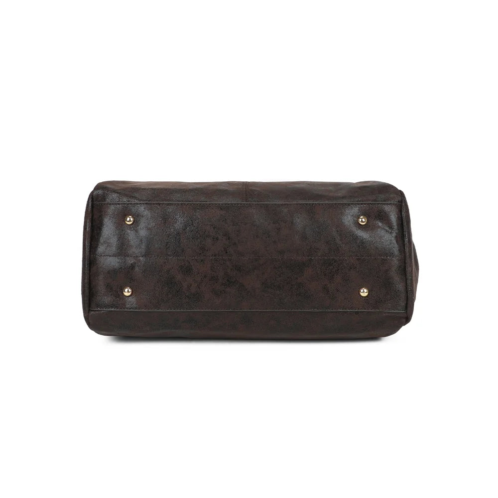 Dessous du cabas La Boréale café, une silhouette généreuse de 13 cm de profondeur – réf. R-62080-3-AIR