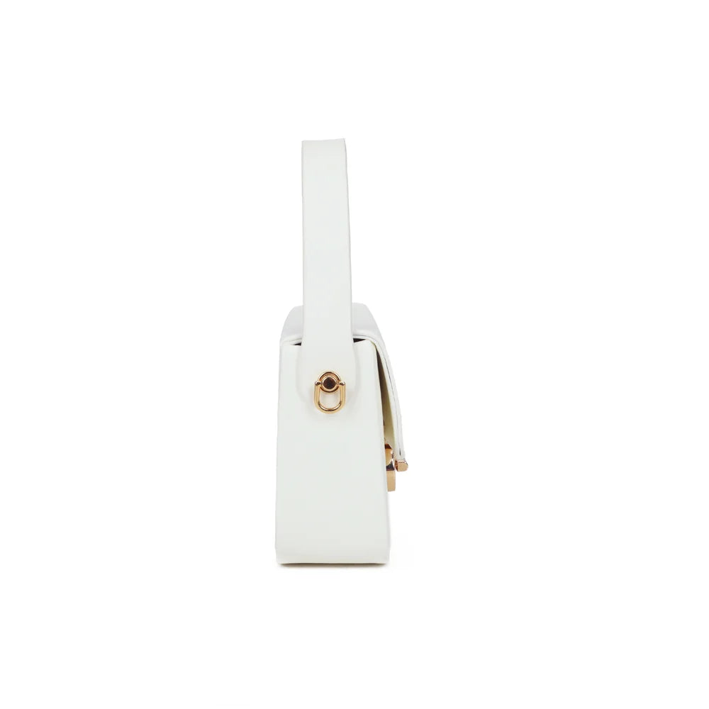 Profil du sac La Caliane blanc : format compact de 6 cm de profondeur – réf. YL-26023
