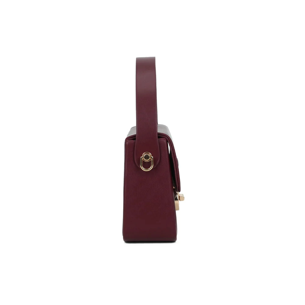 Profil du sac La Caliane bordeaux : format compact de 6 cm de profondeur – réf. YL-26023