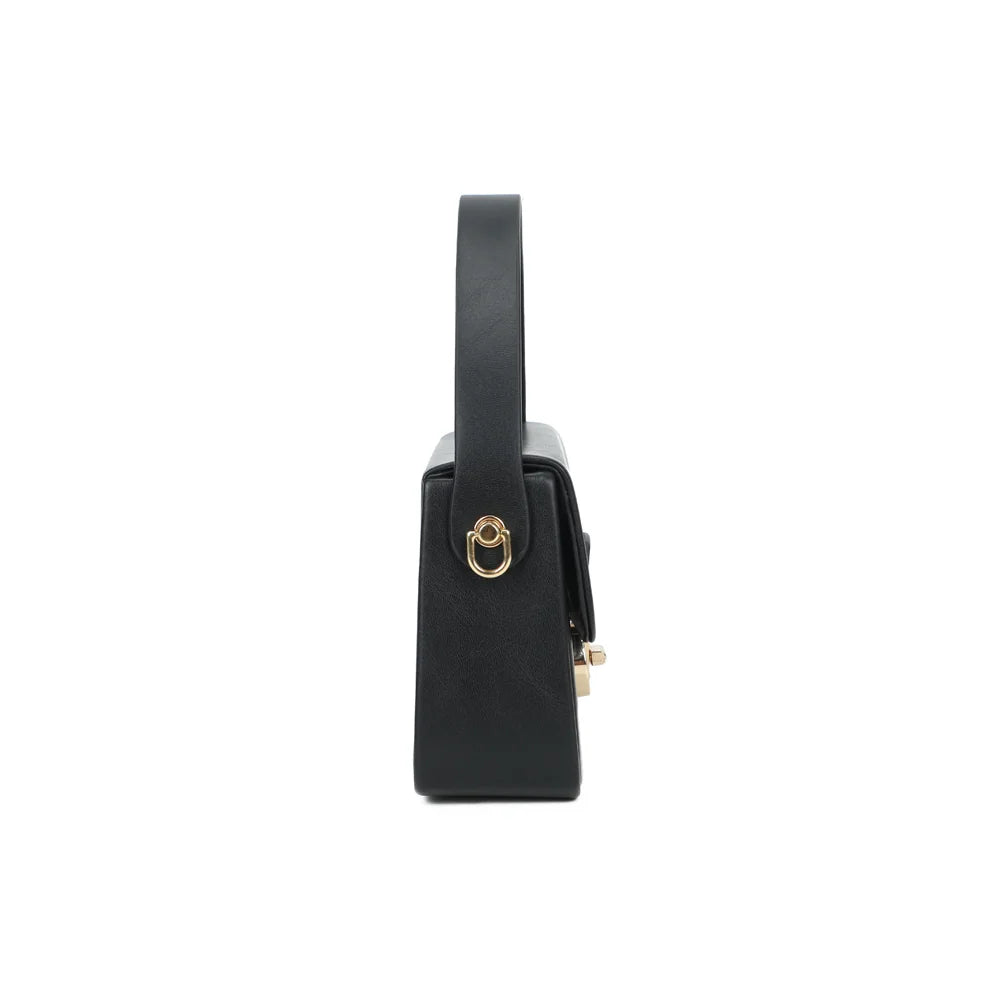 Profil du sac La Caliane noir : format compact de 6 cm de profondeur – réf. YL-26023