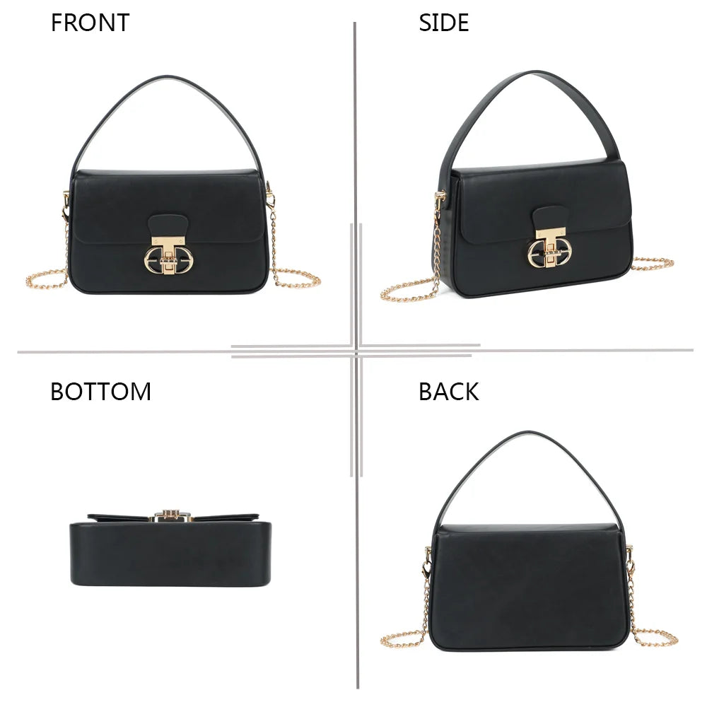 La Caliane noir sous quatre angles : face, profil, dessous et dos du sac – réf. YL-26023
