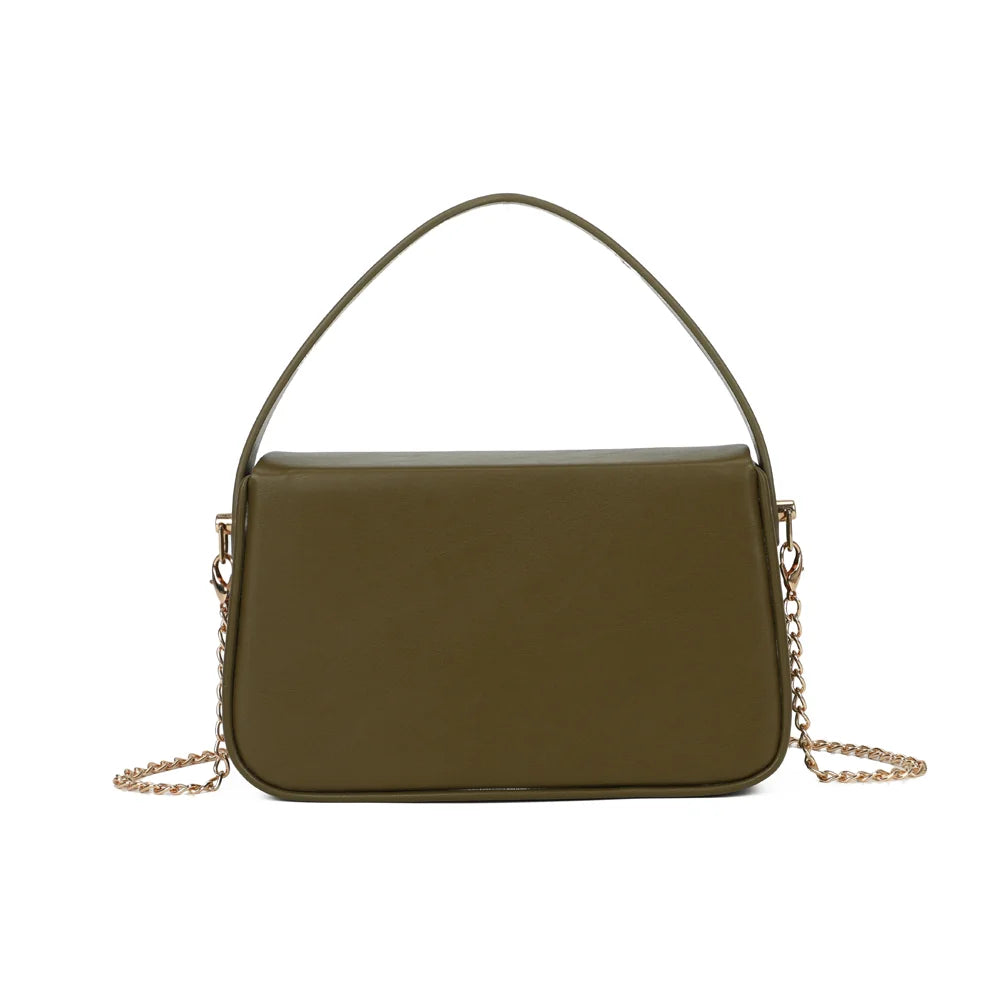 Dos du sac La Caliane vert foncé, finition synthétique lisse et anse courte – réf. YL-26023