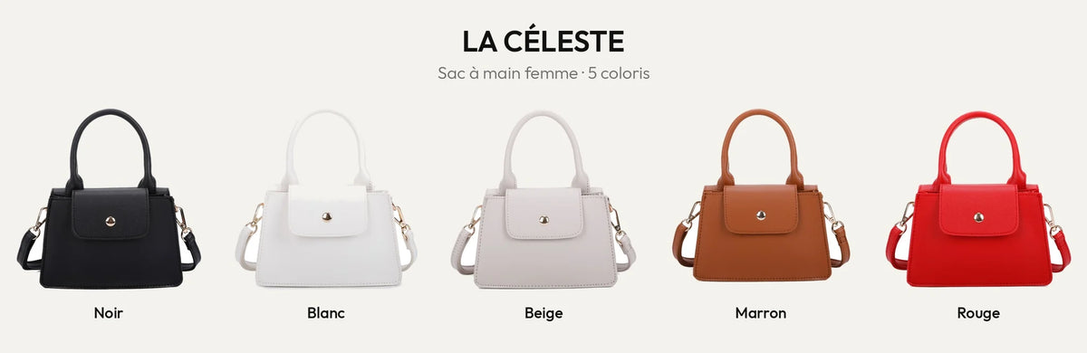 Sac à main La Céleste en 5 coloris : Noir, Blanc, Beige, Marron et Rouge – Gallantry Paris – réf. R-1635