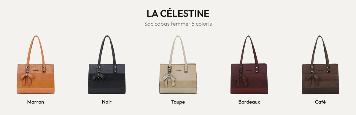 Sac cabas femme La Célestine en 5 coloris : marron, noir, taupe, bordeaux et coffee – Gallantry Paris – réf. G-7372