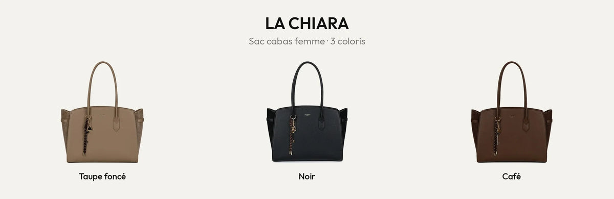 Sac cabas femme La Chiara en taupe foncé, noir et coffee – Gallantry Paris – réf. R-2058