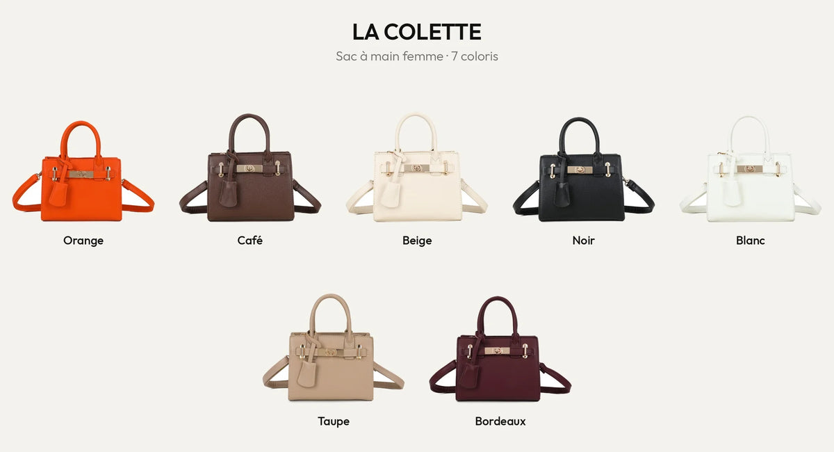 La Colette, mini sac à main femme en 7 coloris : orange, coffee, beige, noir, blanc, taupe et bordeaux – Gallantry Paris – réf. R-2059