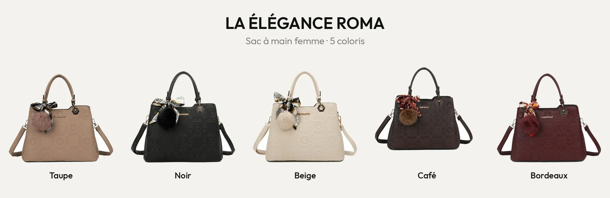 Sac à main La Élégance Roma en 5 coloris : Taupe, Noir, Beige, Coffee et Bordeaux – Gallantry Paris – réf. M-9354-2