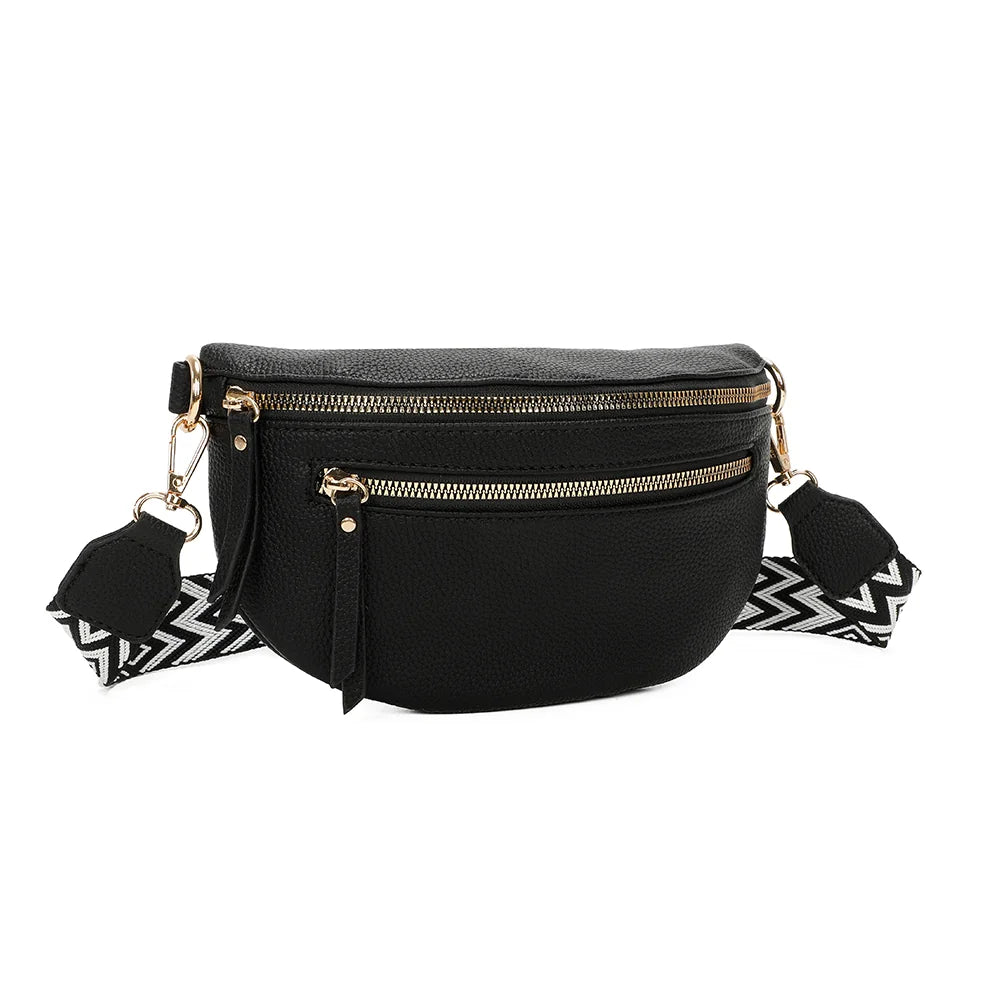 La Élégia noir de trois quarts : silhouette arrondie et poche zippée frontale – réf. R-1926-1