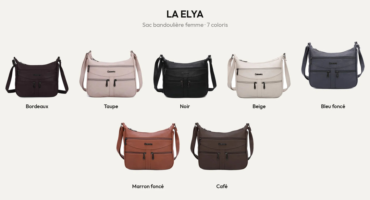 Sac bandoulière femme La Elya en simili cuir grainé, déclinaison de coloris – Gallantry Paris – réf. Z-83001