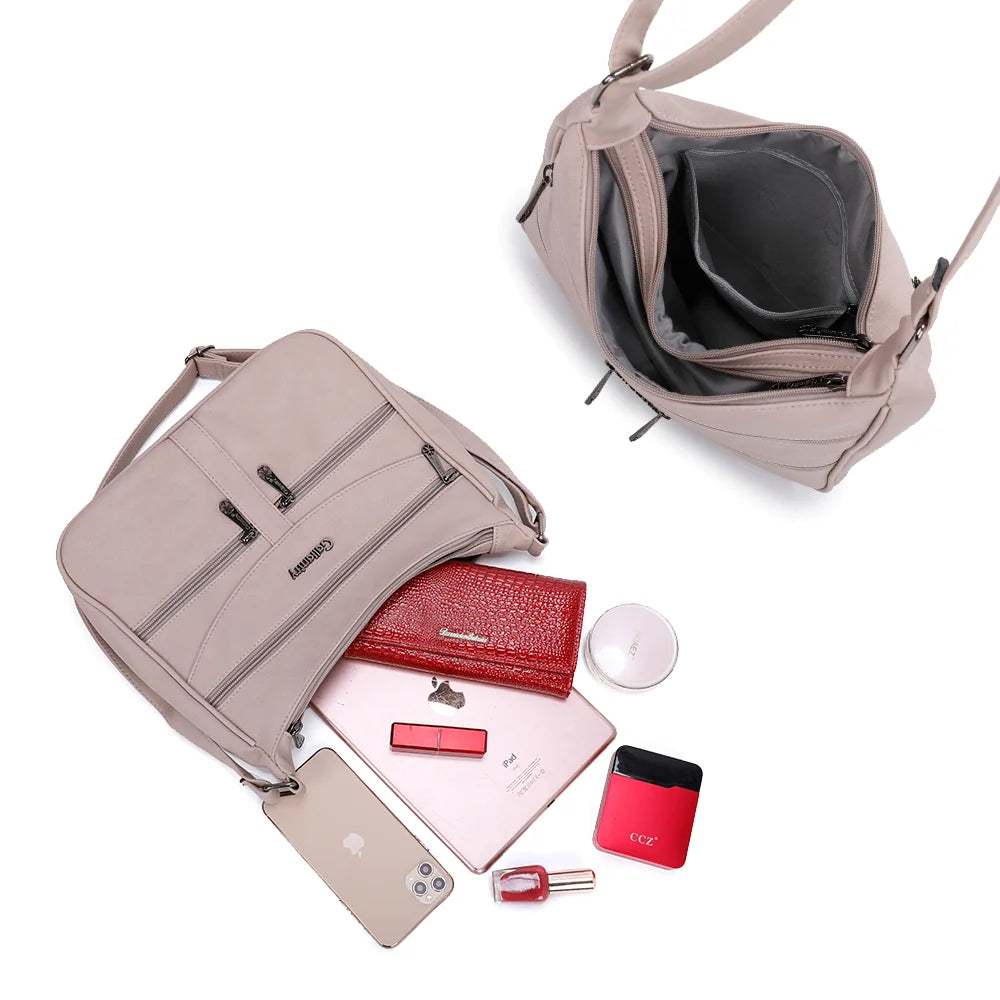 Intérieur de La Elya taupe : plusieurs compartiments pour ranger téléphone, carnet et petits accessoires – réf. Z-83001