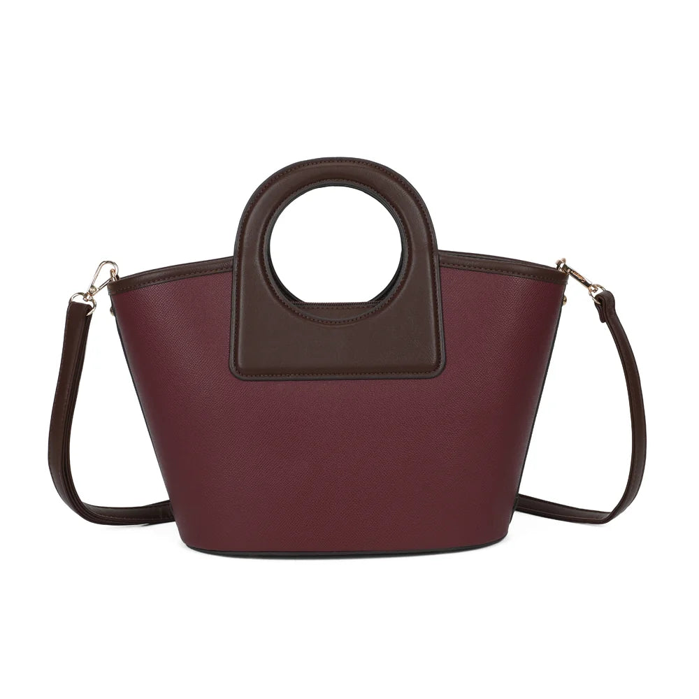 Dos du sac La Eulalie bordeaux, lignes épurées et liseré contrasté sur tout le pourtour – réf. DQ-8737