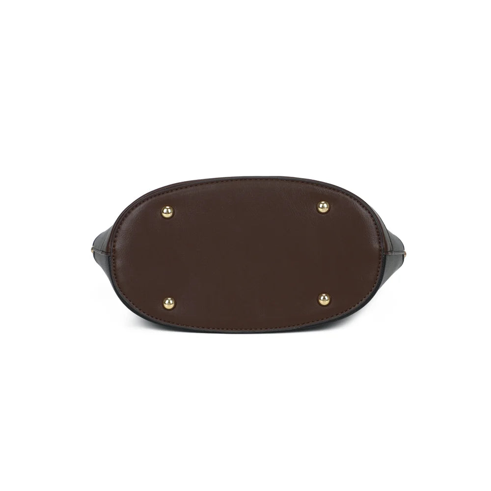 Dessous du sac La Eulalie noir, base ovale soulignée d’une bande contrastée – réf. DQ-8737
