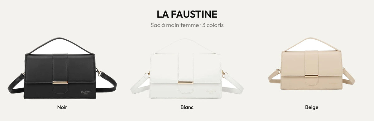 Sac à main femme La Faustine en Noir, Blanc et Beige – Gallantry Paris – réf. R-1902