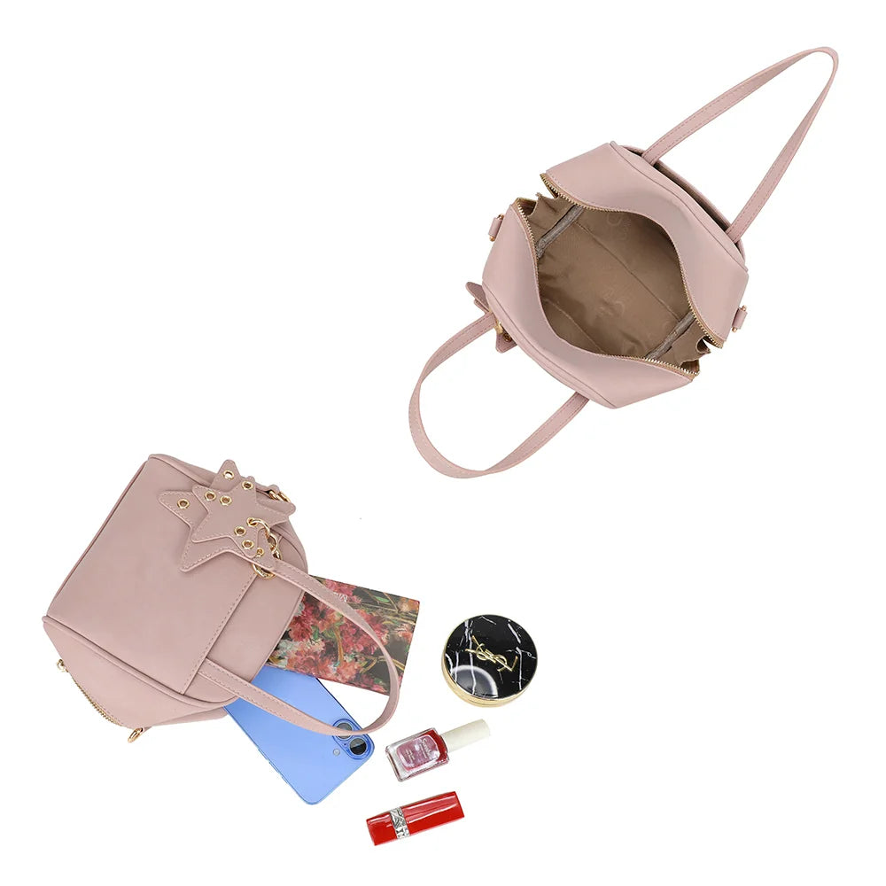 Intérieur de La Féerie rose foncé : ouverture zippée et doublure synthétique pour téléphone et rouge à lèvres – réf. R-2052