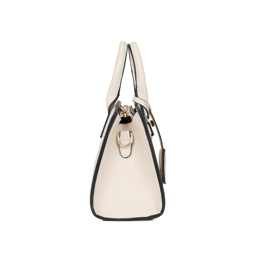 Profil du sac La Giulia beige : format compact de 9 cm de profondeur, bien structuré – réf. KJ-62045