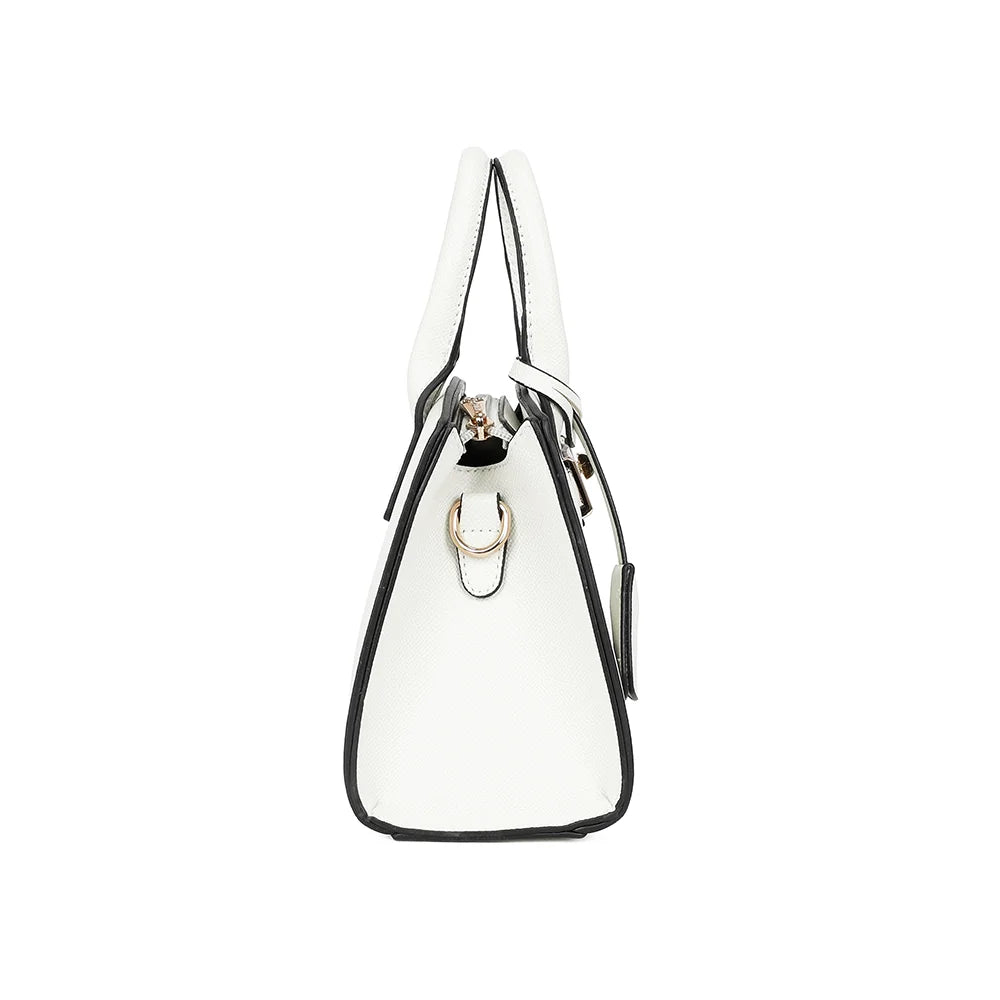 Profil du sac La Giulia blanc : format compact de 9 cm de profondeur, bien structuré – réf. KJ-62045